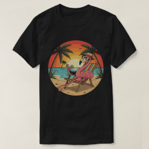 Vacation Flamingo - Retro Beach Sunset Chill Vibe T-Shirt