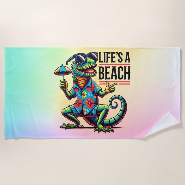 Vacation Gecko Beach Towel (Front)