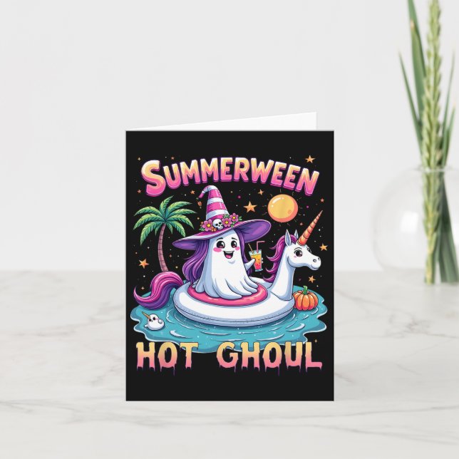 Vacation Halloween Party Group Funny Summerween Wi Card (Front)