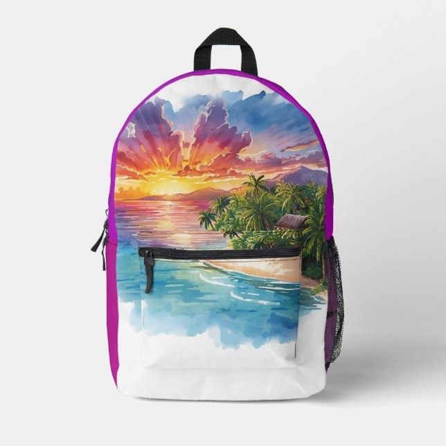 Vacation, Hello Summer,Hello Beach Printed Backpac Backpack (Front)
