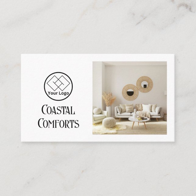 Vacation House Rental Modern| Custom QR Code  Business Card (Front)