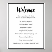 Vacation House Rules Black and White Text Template