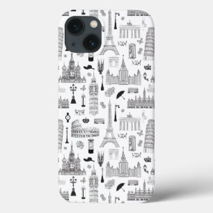 Vacation In Europe Pattern iPhone 13 Case