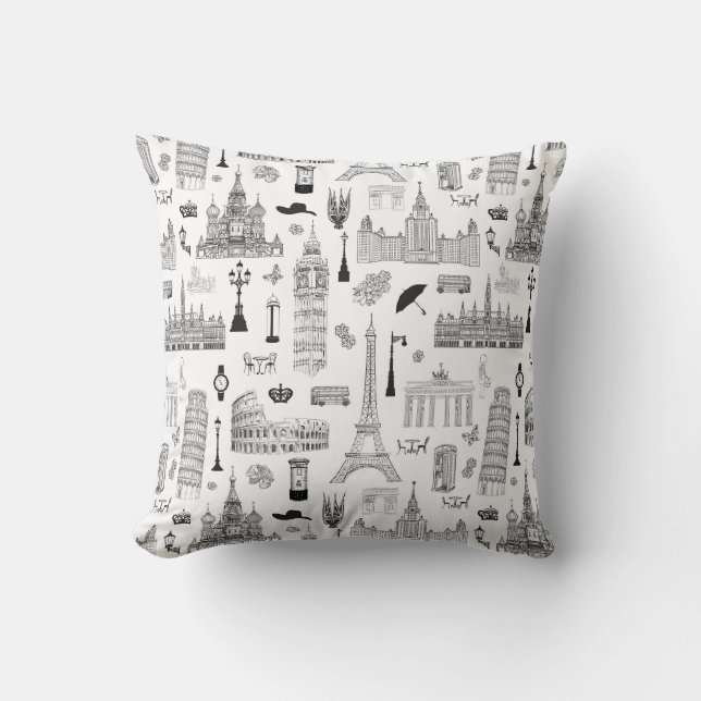 Vacation In Europe Pattern Cushion (Front)