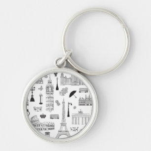Vacation In Europe Pattern Key Ring