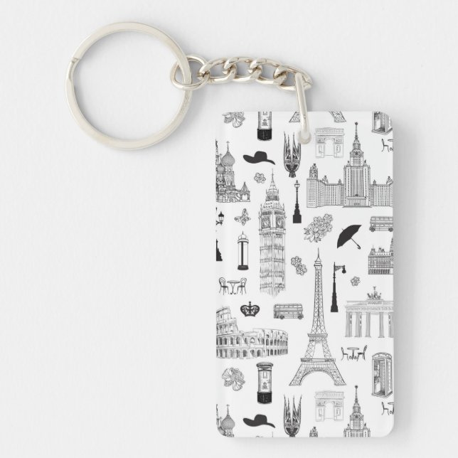Vacation In Europe Pattern Key Ring (Front)