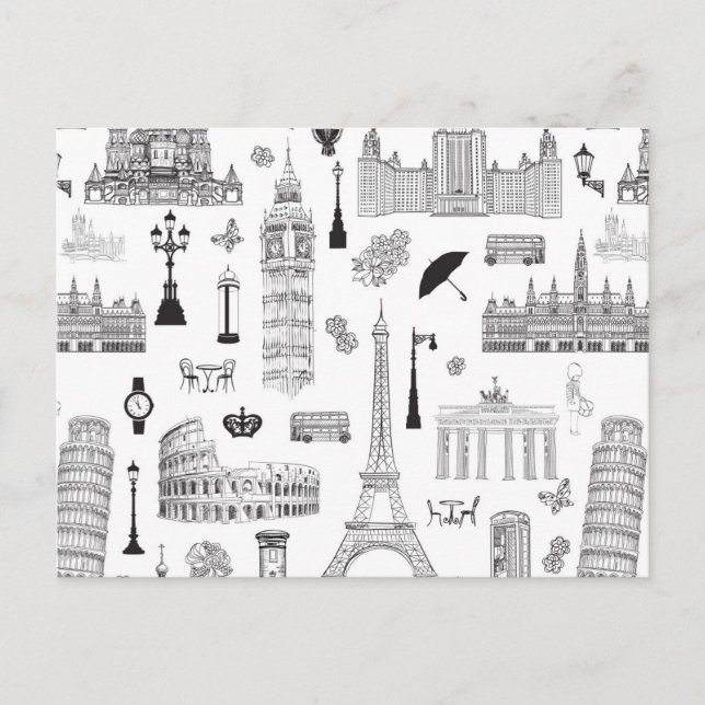 Vacation In Europe Pattern Postcard (Front)