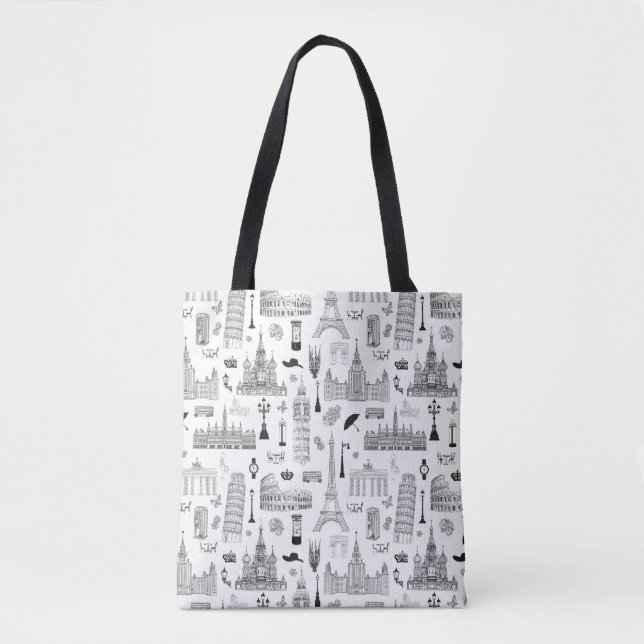 Vacation In Europe Pattern Tote Bag (Front)