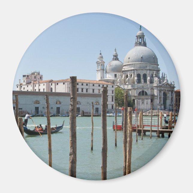 Vacation in Venice landscape round magnet (Front)