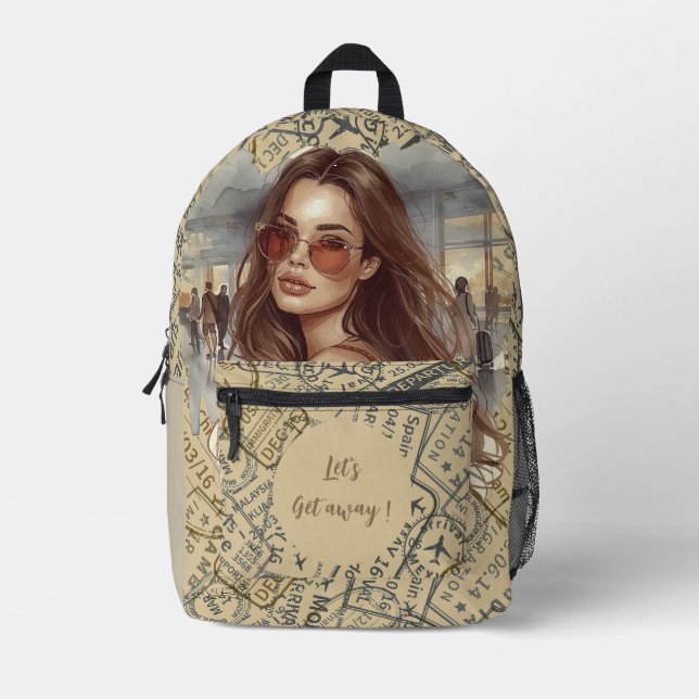 Vacation, Let's Get away ! Printed Backpack (Front)