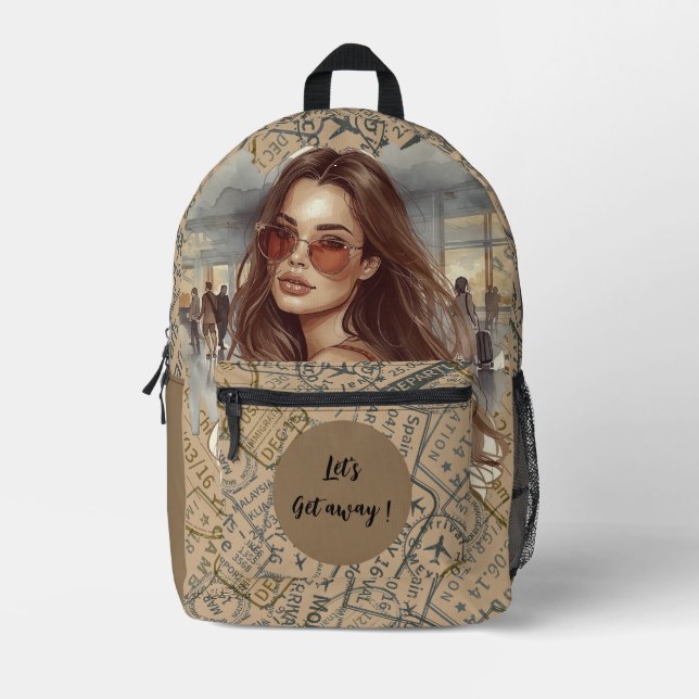 Vacation, Let's Get away ! Printed Backpack (Front)