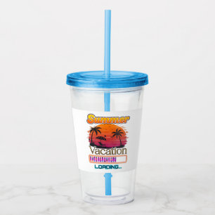 Vacation Loading Summer Sunset Beach Acrylic Tumbler