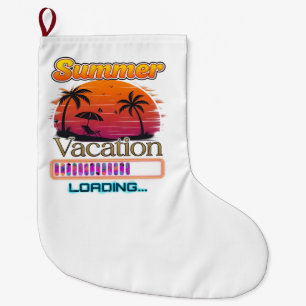 Vacation Loading Summer Sunset Beach Large Christmas Stocking