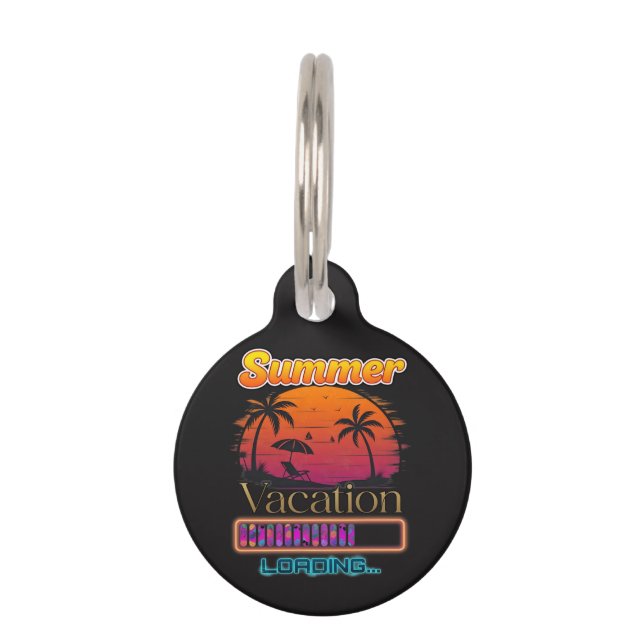 Vacation Loading Summer Sunset Beach Pet Tag (Front)
