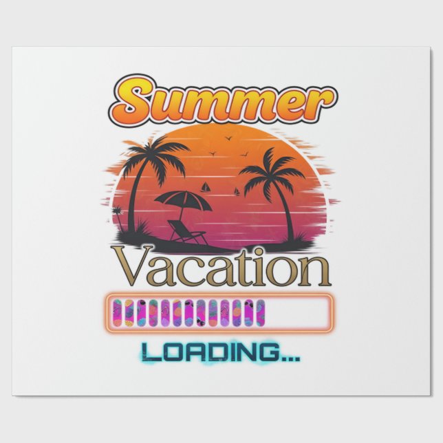 Vacation Loading Summer Sunset Beach Wrapping Paper (Flat)