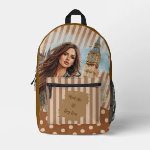 Vacation, Meet Me at Big Ben, Romantic Get away Printed Backpack