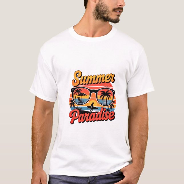 Vacation Mode On – Summer Island Design T-Shirt (Front)