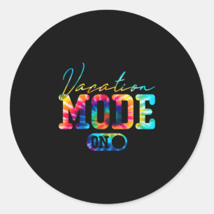 Vacation mode summer tie dye family beach vacay classic round sticker