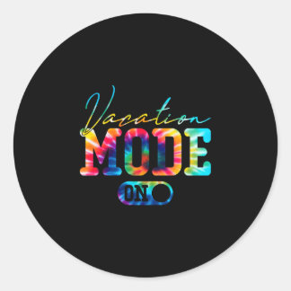 Vacation mode summer tie dye family beach vacay classic round sticker