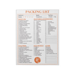 Vacation Packing List, Personalised Globe Monogram Notepad