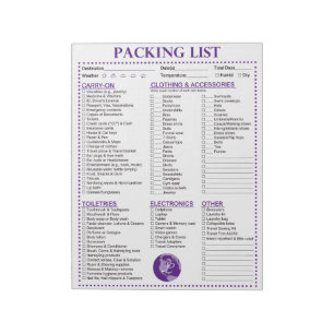 Vacation Packing List, Personalised Globe Monogram Notepad