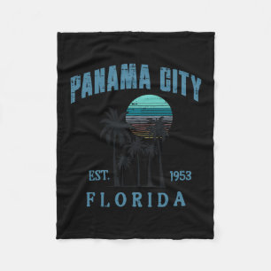 Vacation Panama City Florida Est 1953 Summer Men W Fleece Blanket