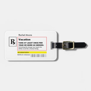 "Vacation Prescription" Personalised Lugg. Tag