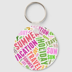 Vacation related words key ring