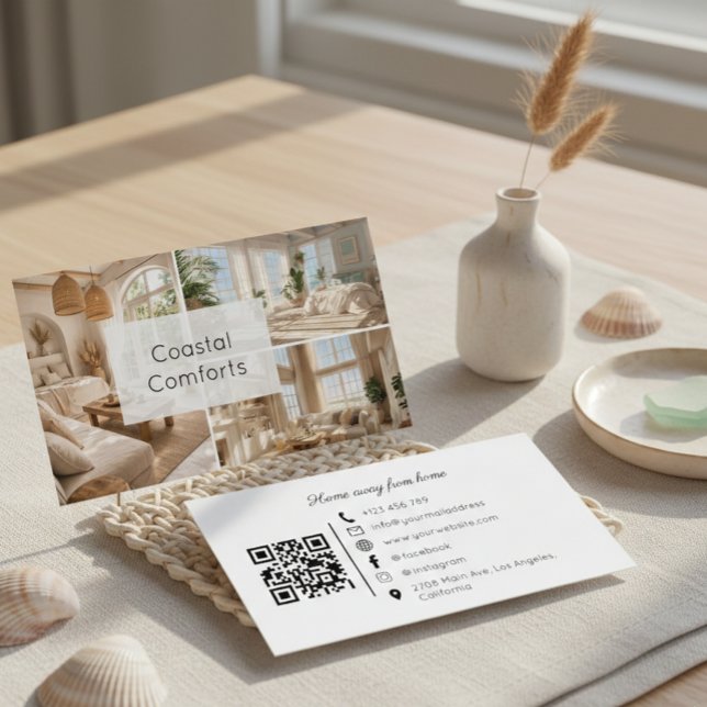 Vacation Rental Beach House QR Code Business Card (Creator Uploaded)