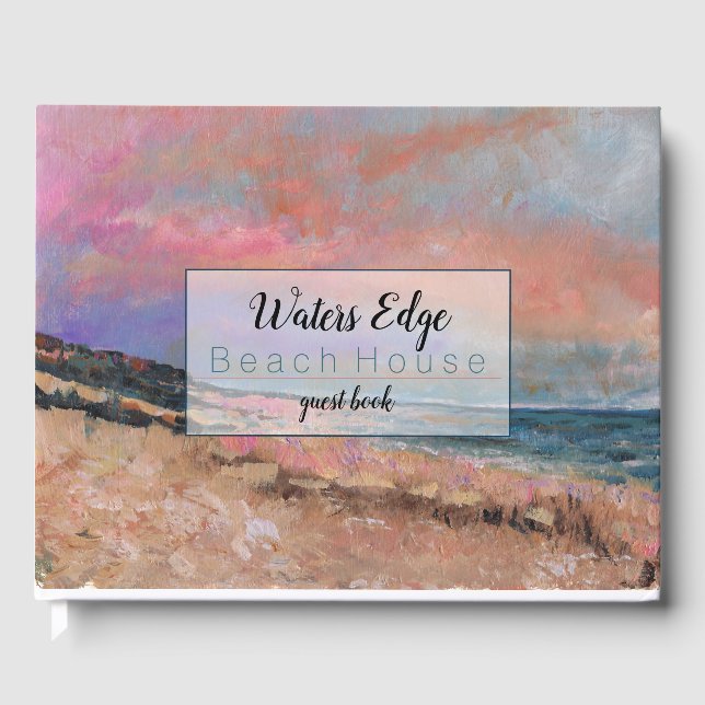 Vacation Rental Beach Seascape Fine Art Painting  Guest Book (Front)