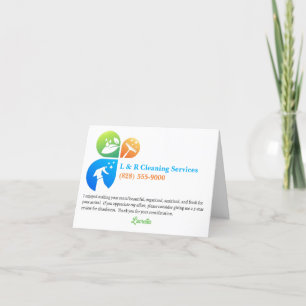 Vacation Rental Cleaner Housekeeper Thank You Card