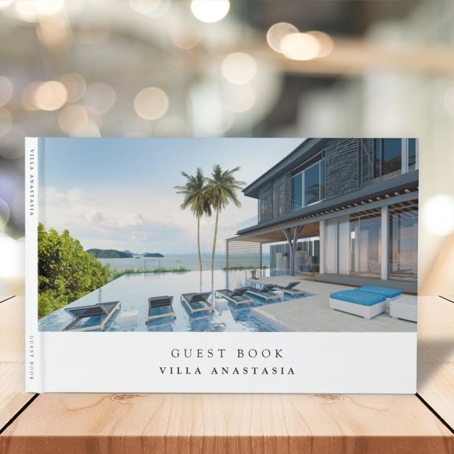 Vacation Rental Guest Feedback Elegant White Photo Book (Creator Uploaded)