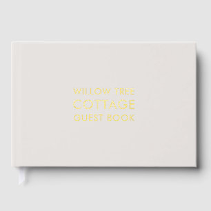 Vacation Rental Guest Feedback Stone and Gold Foil Book