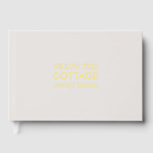 Vacation Rental Guest Feedback Stone and Gold Foil Guest Book