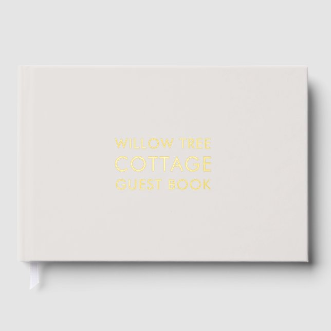 Vacation Rental Guest Feedback Stone and Gold Foil Guest Book (Front)