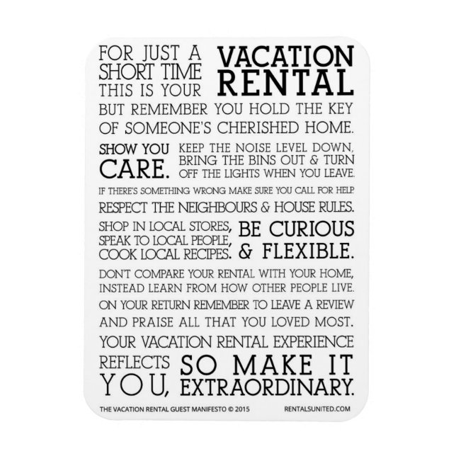 Vacation Rental Guest Manifesto Magnet (Vertical)
