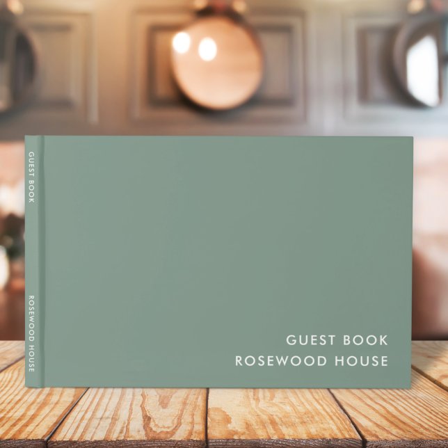 Vacation Rental | Minimalist Simple Sage Green Guest Book (Creator Uploaded)