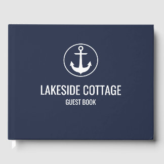 Vacation Rental Navy Blue Anchor Nautical Airbnb Guest Book