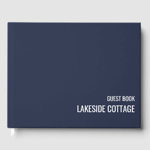 Vacation Rental Navy Blue Minimalist Modern Airbnb Guest Book