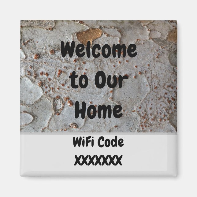 Vacation Rental Rustic Tree Bark Photo Wifi Guest Magnet (Front)