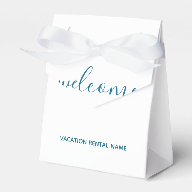 Vacation Rental Sea Blue Welcome Favour Box (Front Side)