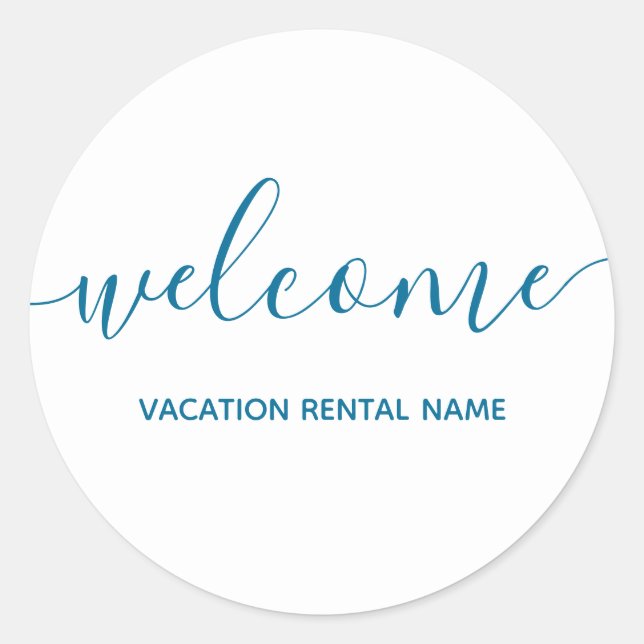 Vacation Rental Sea Blue Welcome Sticker (Front)
