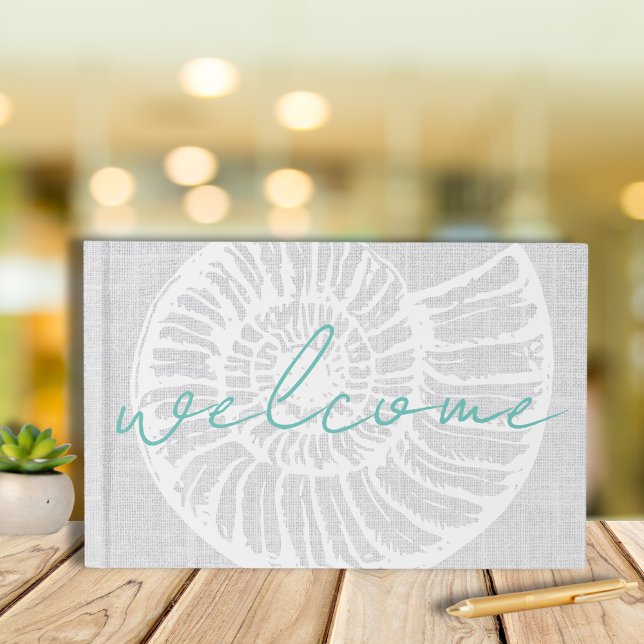 Vacation Rental Shell Woven Grey Beach House Guest Book (Creator Uploaded)