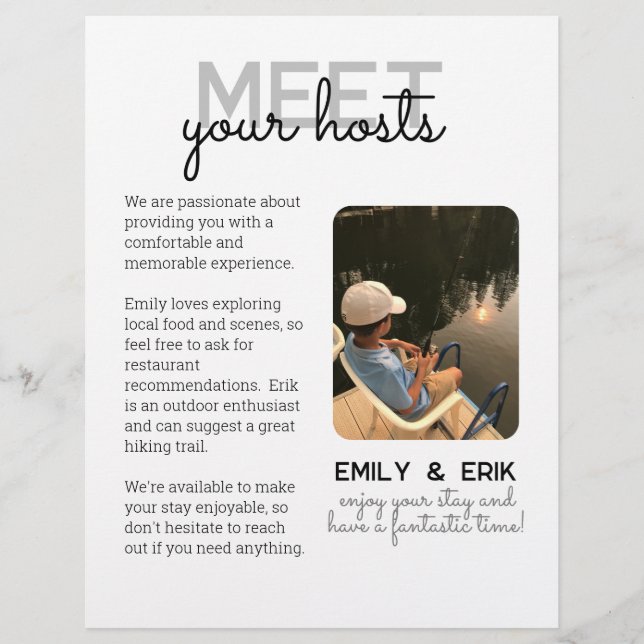 Vacation Rental Welcome Binder - Meet Your Hosts (Front)