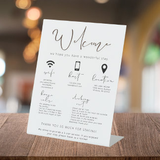 Vacation Rental Welcome Sign Guest Arrival Info