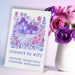 Vacation Rental WIFI Login Password Farmhouse Pedestal Sign