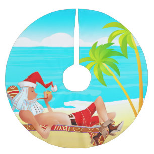 vacation santa claus brushed polyester tree skirt
