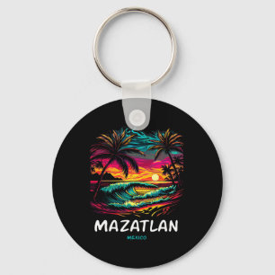 Vacation Souvenir Palm Tree Mazatlan  Key Ring