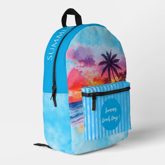 Vacation, Summer Beach Days, Holiday Printed Backpack (Back Corner Left)
