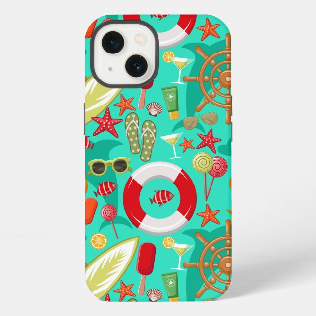 vacation summer beach pattern    iPhone case (Back)